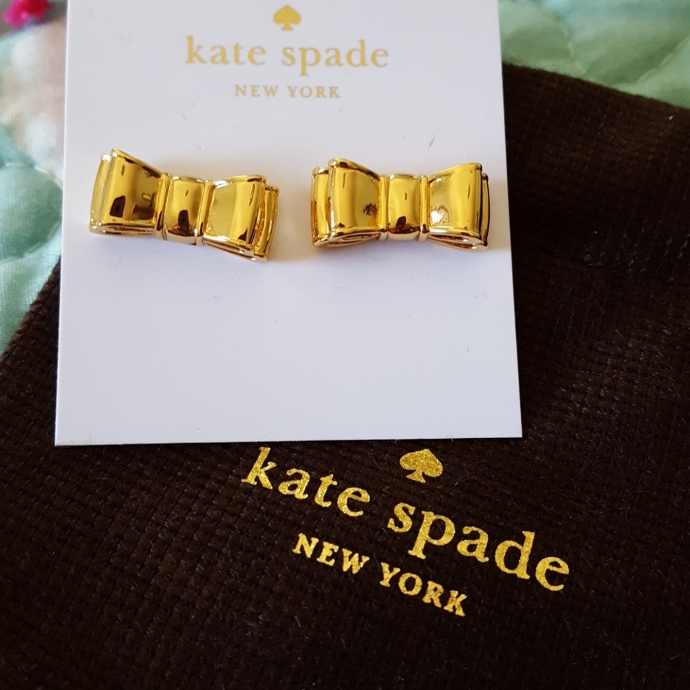NWT Kate Spade gold tone bow earrings